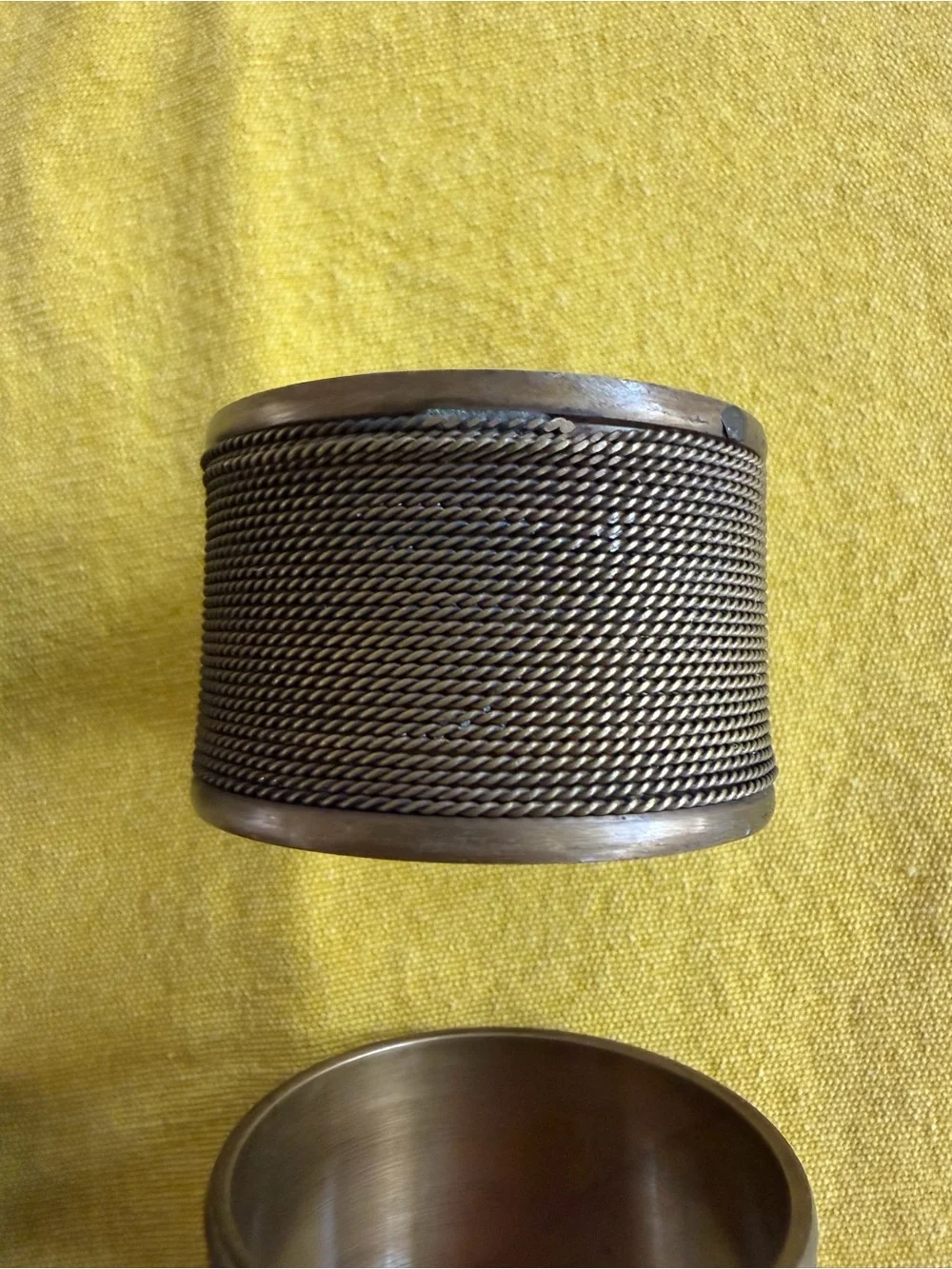 Textured Metal Napkin Rings Set of 4 - dark gold tone